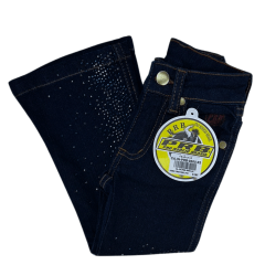 Calça Infantil  Feminina PRB Country Jeans Azul Escuro Flare Com Brilhos - REF: 609