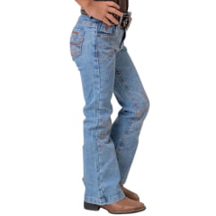 Calça Infantil Feminina Texas Farm Away Jeans Claro Flare Bordado Em Strass Ref: PDFMINI007