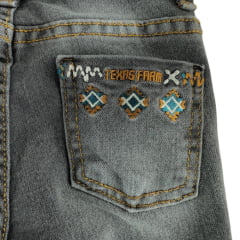 Calça Infantil Feminina Texas Farm Free Soul Cinza Bordado Ref: PDFMINI009