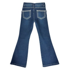 Calça Infantil Feminina West Dust Jeans Azul Escuro Britney Bootcut C/ Bordados No Bolso E Brilho Na Lateral Ref:CL29326