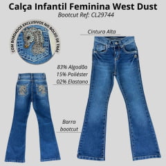 Calça Infantil Jeans West Dust Briana Bootcut Jeans Médio Com Strass De Cavalo No Bolso Ref:CL29744