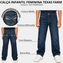 Calça Infantil Masculina Texas Farm Freedom Azul Escuro Bolso Bordado Ref:PDMMINI002