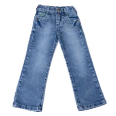 Calça Infantil Masculina Jeans Texas Farm Stone Verde Neon Ref:PDMMINI0003