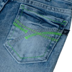 Calça Infantil Masculina Jeans Texas Farm Stone Verde Neon Ref:PDMMINI0003