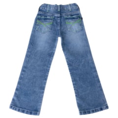 Calça Infantil Masculina Jeans Texas Farm Stone Verde Neon Ref:PDMMINI0003