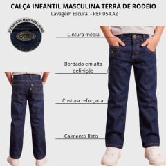 Calça Infantil Masculina Tradicional Terra De Rodeio Lavagem Escura REF:054.AZ