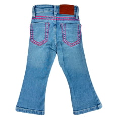 Calça Infantil Miss Country Jeans Azul Claro Cowgirl Bordado Com Brilhos Rosa E Presponto Rosa Ref:1052