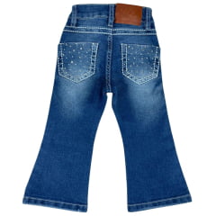 Calça Infantil Miss Country Jeans Azul Shine Com Brilho Flare Ref:1044