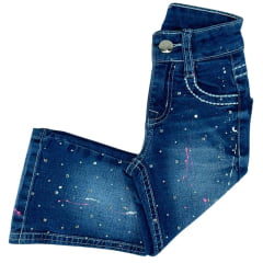 Calça Infantil Miss Country Jeans Azul Shine Com Brilho Flare Ref:1044