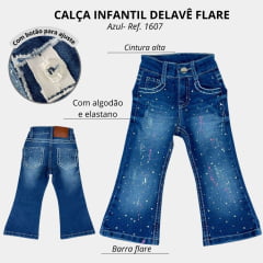 Calça Infantil Miss Country Jeans Azul Shine Com Brilho Flare Ref:1044