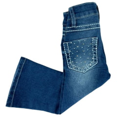 Calça Infantil Miss Country Jeans Azul Shine Com Brilho Flare Ref:1044