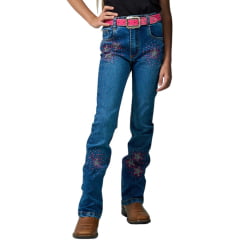 Calça Infantil Feminina Miss Country Jeans Médio Estrela Com Brilho Flare Ref:001090