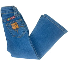 Calça Infantil PRB Jeans Azul Médio Flare Bordada Com Brilho Ref: 608