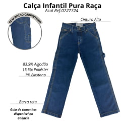 Calça Infantil Pura Raça Masculina Carpinteira Infanto Juvenil Stone Ref:0727724