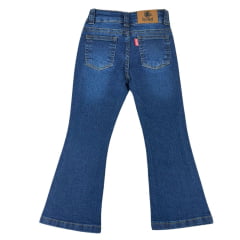 Calça Infantil Red Horse Feminina Jeans Azul Escuro Flare Com Brilho Na Frente Ref:3079