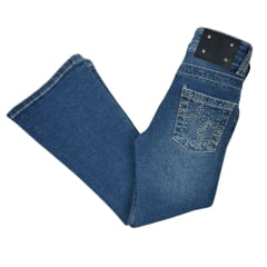 Calça Infantil República Caipira Jeans Maya Stonada Com Brilho de Estrelas Flare Ref.2050