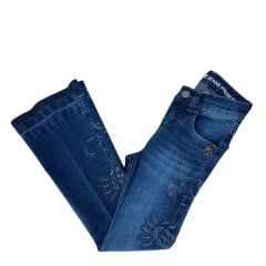 Calça Infantil West Dust Jeans Azul Escuro Bootcut Com Detalhes De Strass Bordado Ref:CL29698