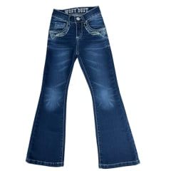 Calça Infantil West Dust Jeans Azul Escuro Chicago Com Bordado Boot Cut Ref: CL28418