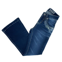 Calça Infantil West Dust Jeans Azul Escuro Chicago Com Bordado Boot Cut Ref: CL28418