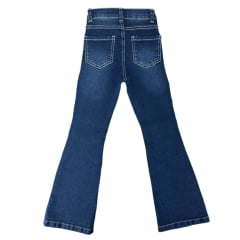Calça Infantil West Dust Jeans Azul Escuro Mix Bootcut  Com Detalhes De Strass E Bordado Ref:CL30347