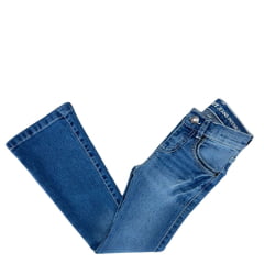 Calça Infantil West Dust Jeans Azul Médio Brigite Bootcut Com Brilho E Bordado Ref:CL29746