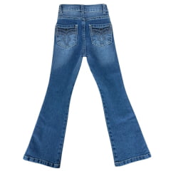 Calça Infantil West Dust Jeans Azul Médio Brigite Bootcut Com Brilho E Bordado Ref:CL29746