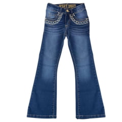 Calça Infantil West Dust Jeans Escuro Atlanta Bootcut Com Bordado Nos Bolsos - Ref.28419