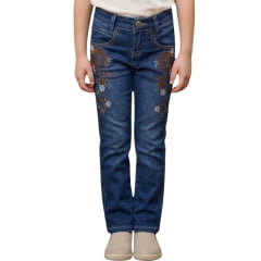 Calça Infantil Feminina Race Bull Stone Bordado Laranja REF:038.ST