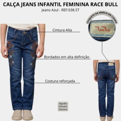 Calça Infantil Feminina Race Bull Stone Bordado Laranja REF:038.ST