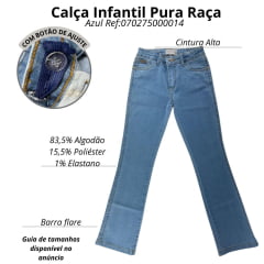 Calça Infantil Pura Raça Feminina Country Premium Bootcut Destroyer Flare Ref:070275000014