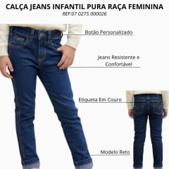 Calça Infantil Feminina Pura Raça Jeans Reta Stone - REF:07 0275 000026