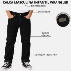 Calça Infantil Masculina Wrangler 13M Elastic Waist Preta - REF:13MSKBKUN