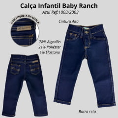 Calça Masculina Infantil Baby Ranch Jeans Azul Escuro Amaciado Reta Ref:1003/2003