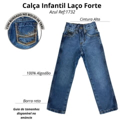 Calça Infantil Laço Forte Masculina 100% Algodão Escura Ref:1731