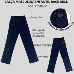 Calça Masculina Infantil Tradicional Race Bull Azul Ref:016 AZ