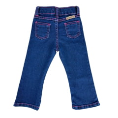 Calça Menina Infantil Baby Ranch Jeans Azul Stonada Lisa Flare Ref:2002