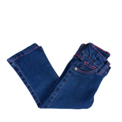 Calça Menina Infantil Baby Ranch Jeans Azul Stonada Lisa Flare Ref:2002