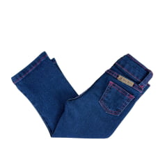 Calça Menina Infantil Baby Ranch Jeans Azul Stonada Lisa Flare Ref:2002