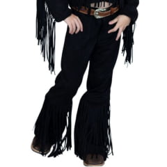 Calça Princesa Infantil Country City Preta Com Franja Ref:CPI20992