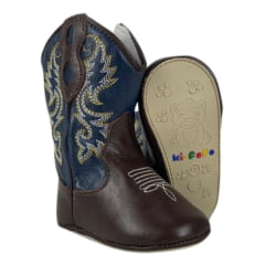 Bota Botinha Texana Country Infantil / Bebê Azul Com Zíper