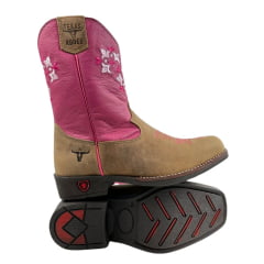 Bota Infantil Texas Rodeo - Feminina Crazy Mostarda / Pink