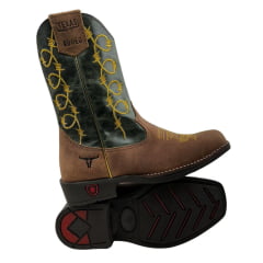 Bota Texana Infantil Texas Rodeo - Fóssil Verde - Ref. tr362