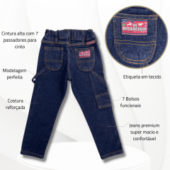 Calça Carpinteira Infantil Os Boiadeiros Azul Escuro Ref.470