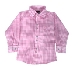 Camisa Feminina Infantil Laço Forte  Xadrez Rosa