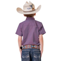 Camisa Infantil Texas Farm Mini Teen Manga Curta Xadrez Roxo/Azul CACMINI011-CACTEEN011