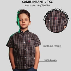 Camisa Infantil Txc Manga Curta Custom Xadrez Azul Ref:29077CI