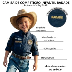 Camisa Infantil Bordada Radade Fast Bull Brands Azul Marinho Ref:3198