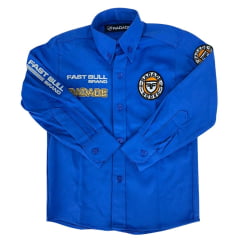Camisa Infantil Bordada Radade Fast Bull Brands Azul Ref:3198