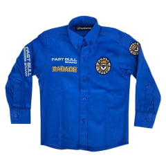 Camisa Infantil Bordada Radade Fast Bull Brands Azul Ref:3198