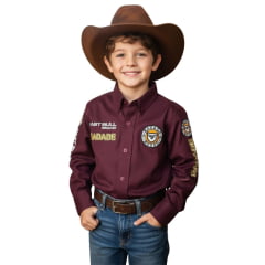 Camisa Infantil Radade Fast Bull Brands Bordô Ref:3197 Camisa Infantil Radade Fast Bull Brands Bordô Ref:3197